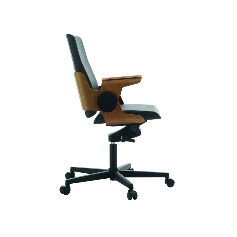 Fauteuil de direction DEA - Haut dossier avec appui-tête, finition cuir, structure en hêtre_2