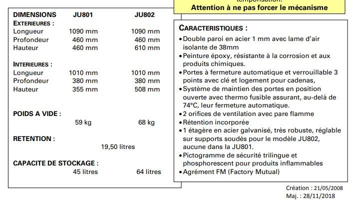 Ju801 - armoire de sécurité pour produits inflammables - delahaye - capacité 45 l_2