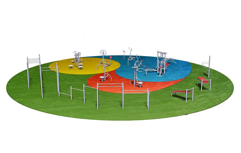 Parcours de santé fitness gamme Peps - PEPS01 - Dimensions 20000x20000mm_2