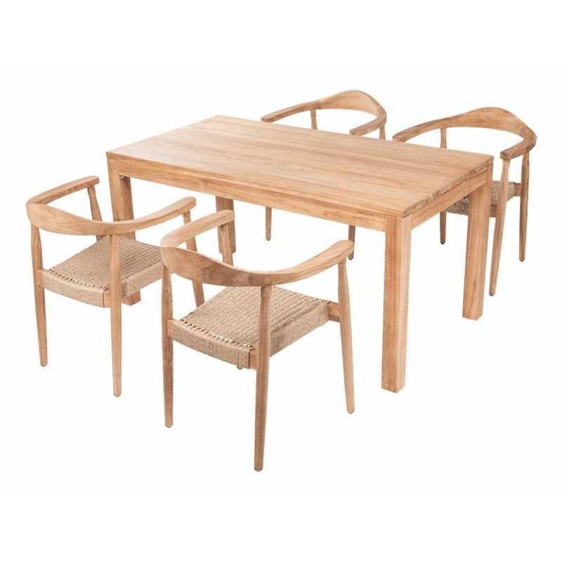 Chaise de salle à manger maron – MTF – bois de teck et tressage naturel – 2nai0001_2