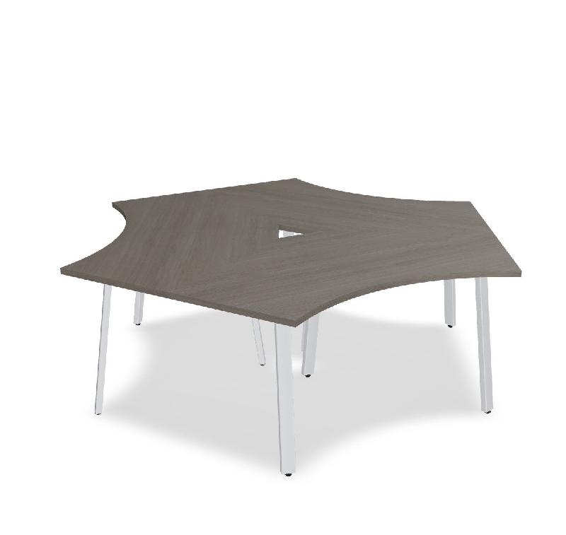 Bureau bench 3 personnes Ogi A - MDD. - Blanc 9010, Chêne gris_2