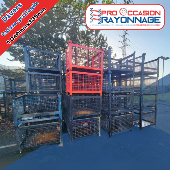 Caisse-palette grillagée - Largeur 1040mm, profondeur 835mm, hauteur 800mm_2