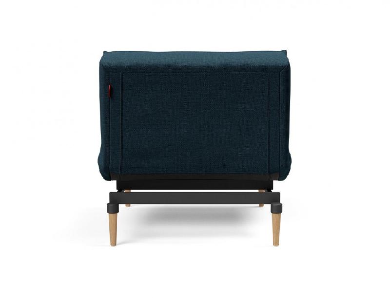 Innovation Living - Fauteuil Splitback Styletto Convertible Lit 90x115 cm - Pieds Chêne Naturel - Tissu Argus Navy Blue_2