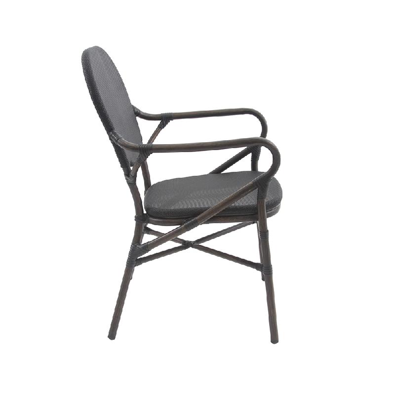 Tango - Fauteuil de bistrot en tissu wengé-noir mesh_2