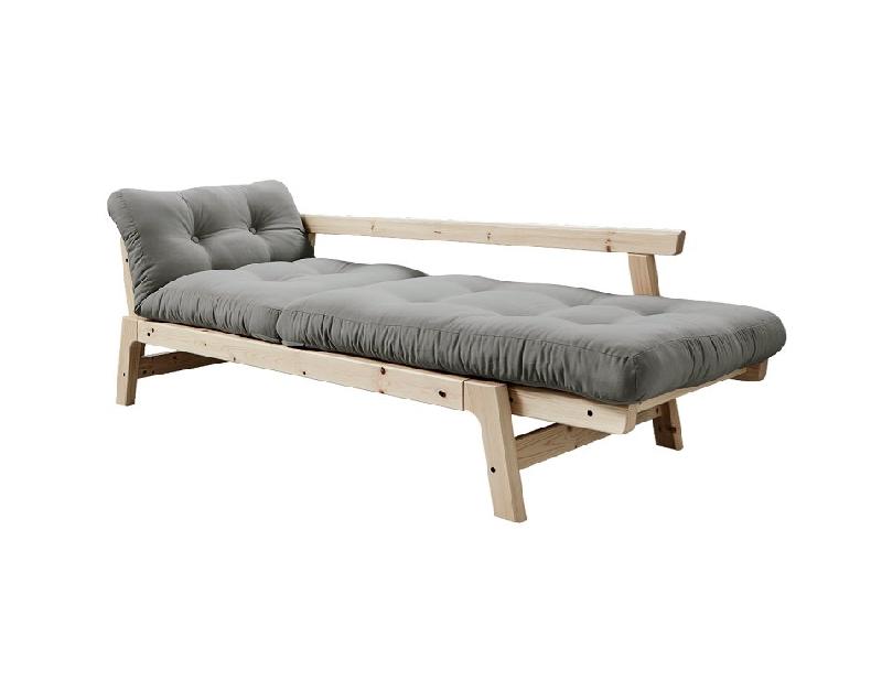 Banquette convertible futon STEP en pin massif - Coloris grey - Couchage 70x200 cm - Design élégant et raffiné_2