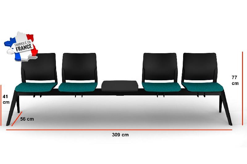 Poutre d'accueil mixte Adela - Sokoa - Gris foncé, 4 places + 1 tablette_2