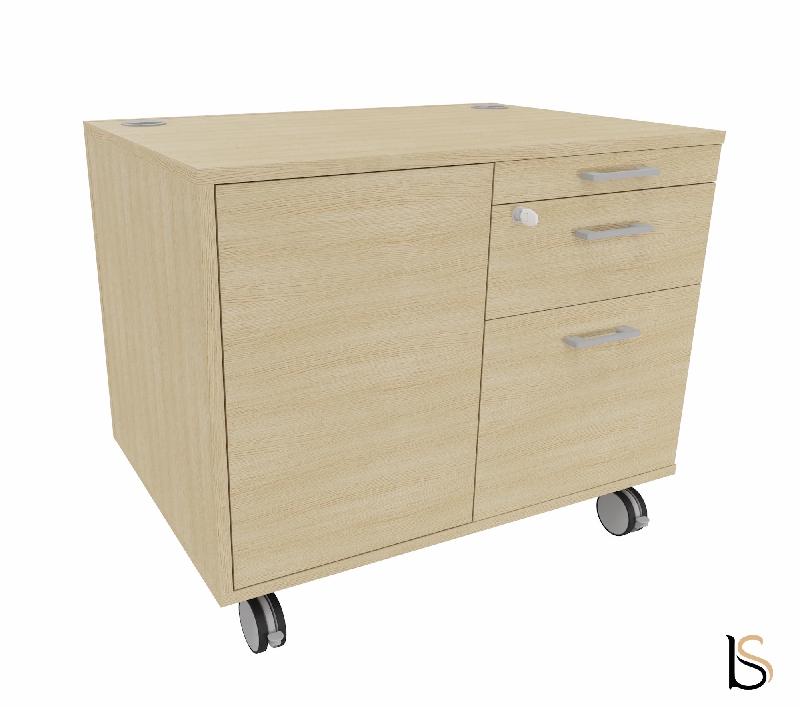 Desserte mobile avec tiroirs et niche de rangement - QUADRIFOGLIO - Chêne_2