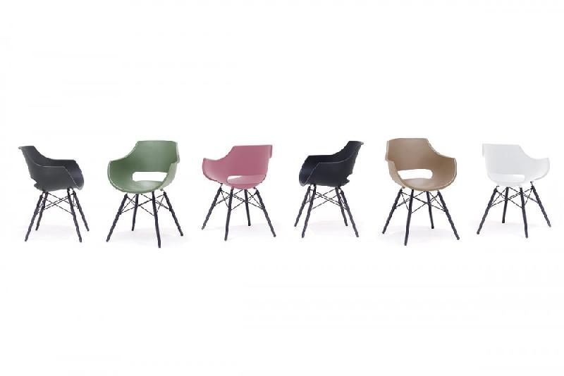 Lot de 4 chaises scandinaves REMO - coque taupe mat - piétement hêtre laqué noir mat_2