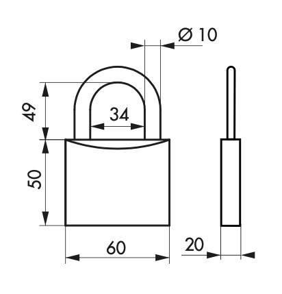 Cadenas à clé inox 60 mm - double verrouillage par billes inox - marque Thirard - référence 00090406_2