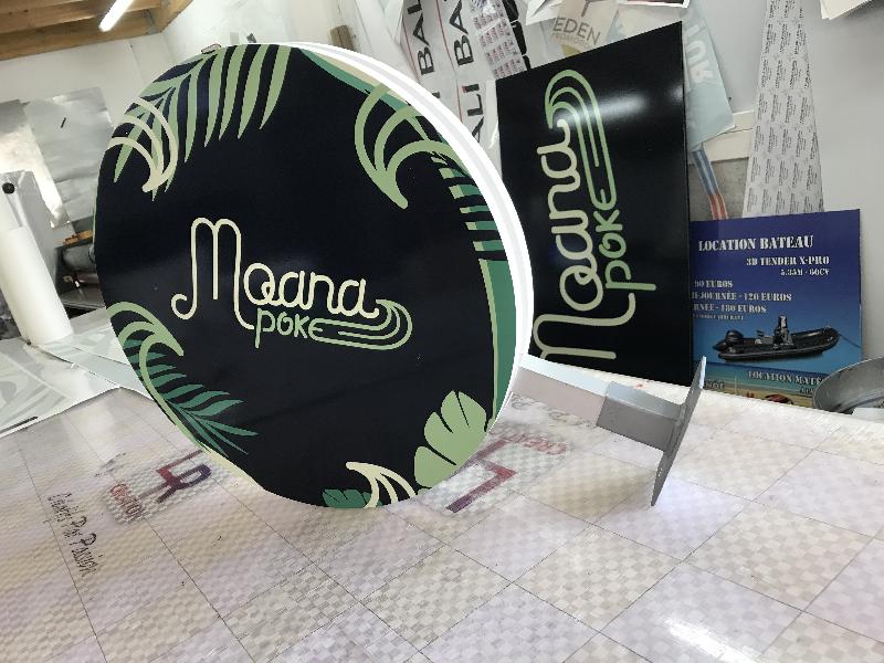 Enseigne Drapeau PVC Ronde Épaisseur 60 mm - Blanc_2