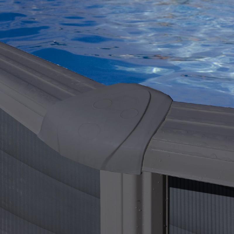 Piscine ovale en acier 5,27m x 3,27m x h: 1,22m - gris anthracite - filtration à sable - renforts apparents_2