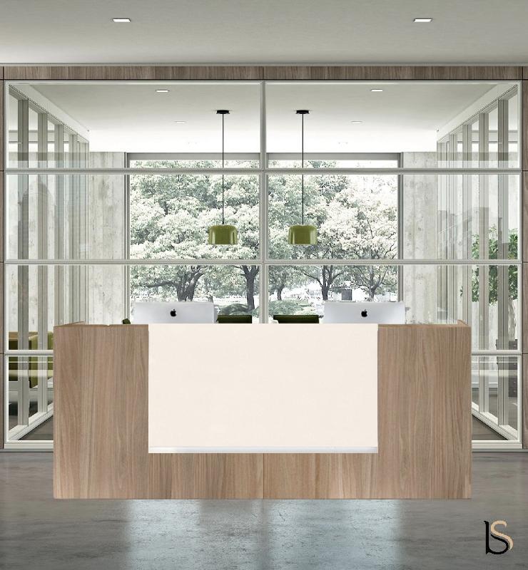 Banque d'accueil droite modèle Z2, ton bois - Officity - 206, Orme_0