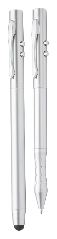 Pointeur laser multifonction - stylo bille, stylet tactile et lampe LED - coffret cadeau en métal_2