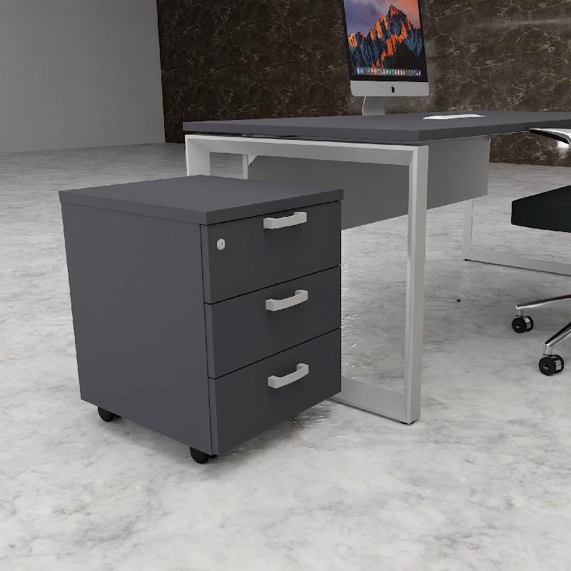 Caisson mobile 3 tiroirs classiques bicolore - MobelLinea - Gris anthracite, Gris anthracite_2