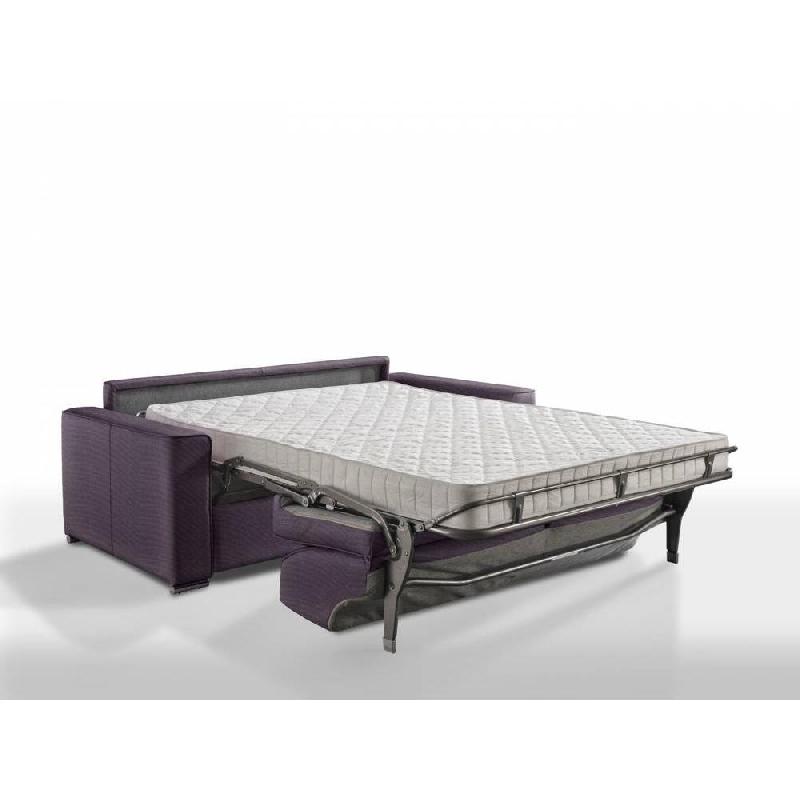 Canapé convertible 2-3 places Excellence 120 cm - Sommier lattes - Matelas memory 18 cm inclus - Tweed violet_2