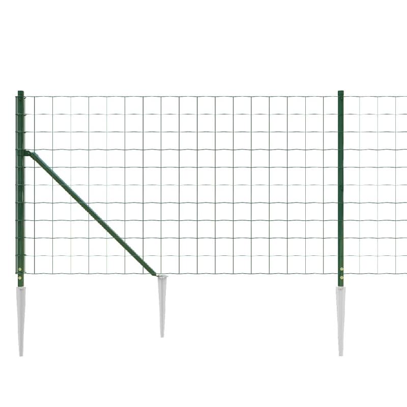 Vidaxl clôture en treillis métallique et piquet d'ancrage vert 0,8x10m 154128_2