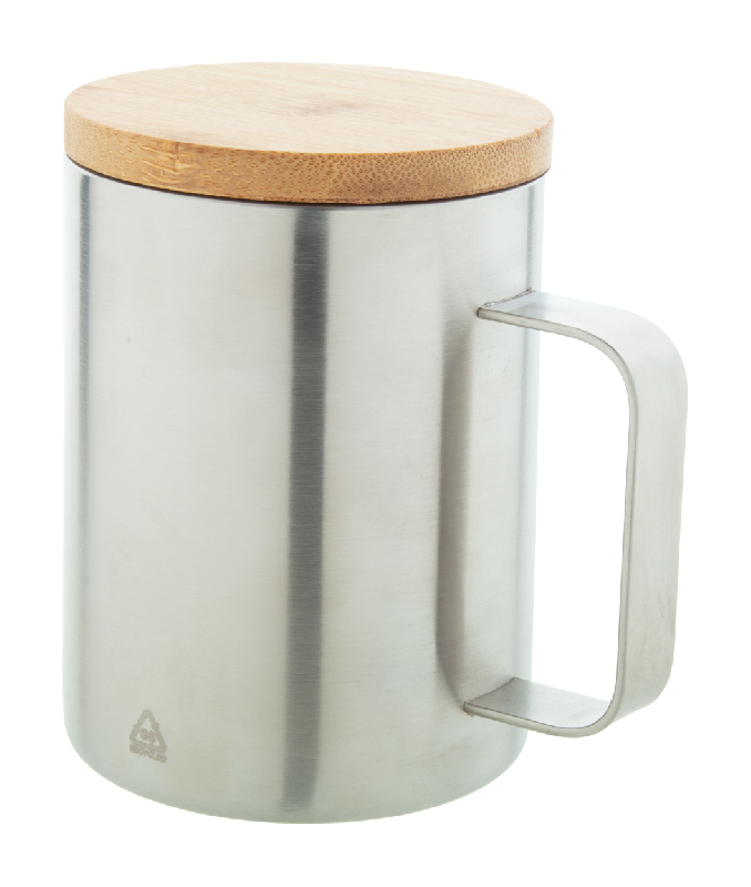 Mug thermos - double paroi en acier inoxydable recyclé - couvercle en bambou - 350 ml_2