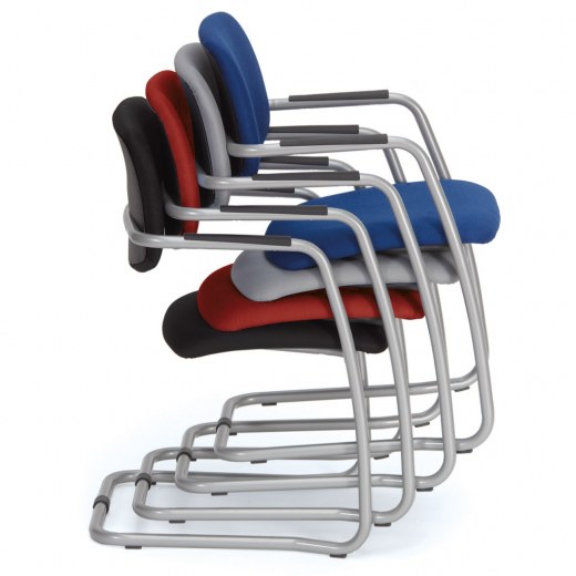 Fauteuil de Réunion ou Visiteur Yan - Dossier Résille - Piétement Luge Gris Alu - Empilable - Référence 7975 FR104_2