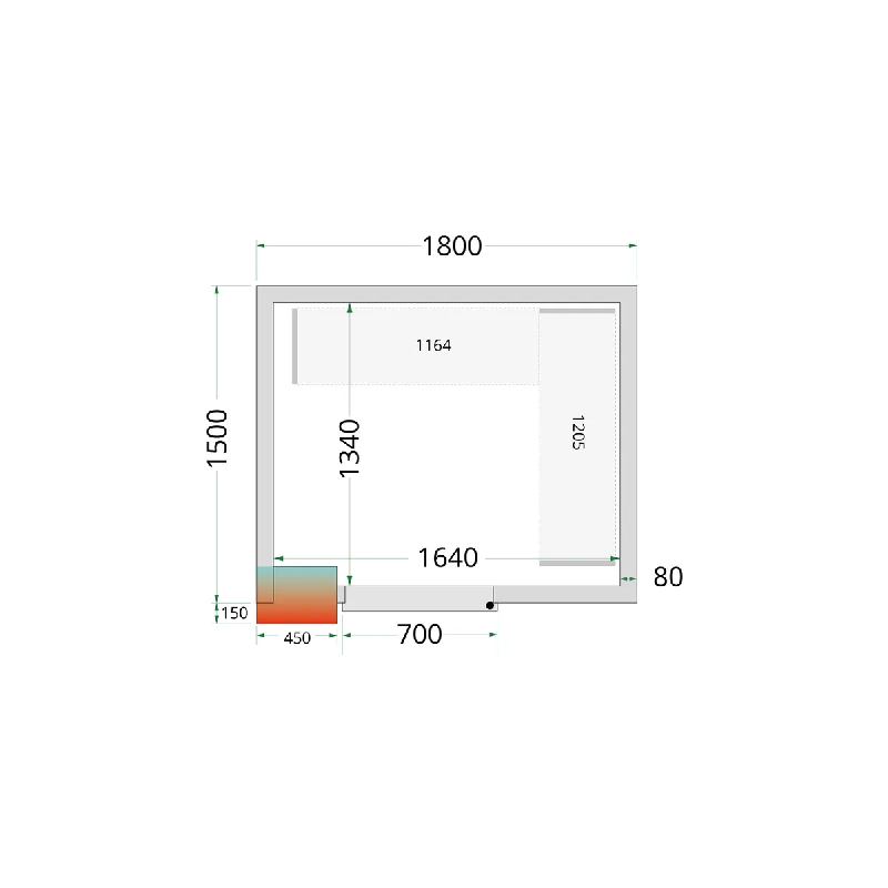 Chambre froide positive CRPF1815 Blanc 1800 x 1500 x 2200 mm 830W TEFCOLD_2