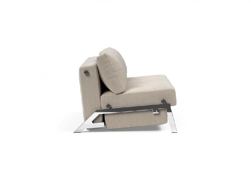 Innovation Living - Canapé design Cubed 02 Chrome convertible 140x200 cm - Tissu Blida gris sable_2