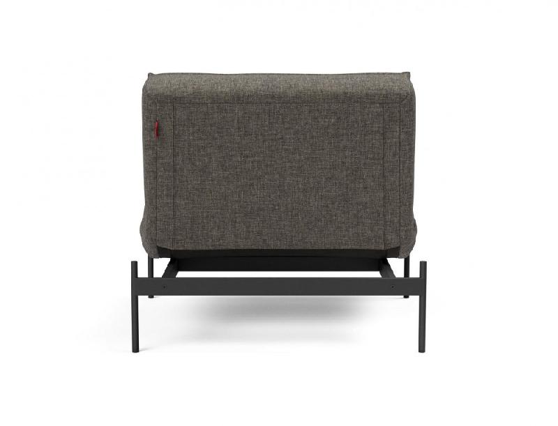 Innovation Living - Fauteuil design Splitback convertible lit 90x115 cm - Flashtex Dark Grey - Pieds acier noir mat_2
