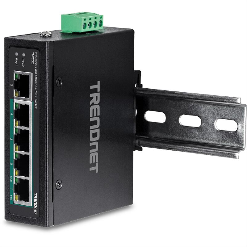 TRENDnet TI-PE50 Switch Rail DIN Fast Ethernet PoE+ industriel à 5 ports_2
