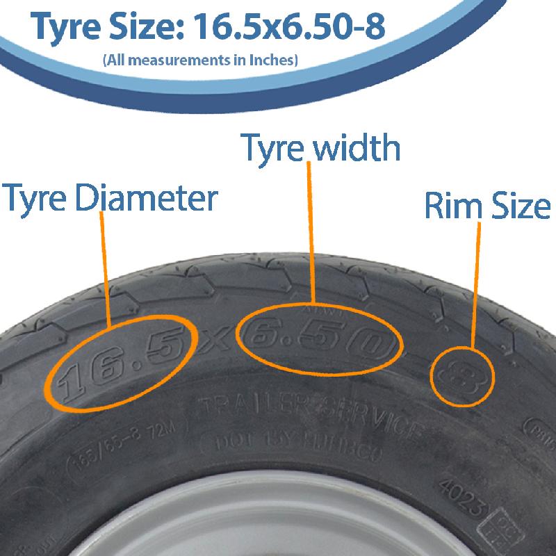 16.5x6.50-8 Trailer Tyres Wheel Assembly 100mm PCD Road Legal 355kgs (Set of 4)_2