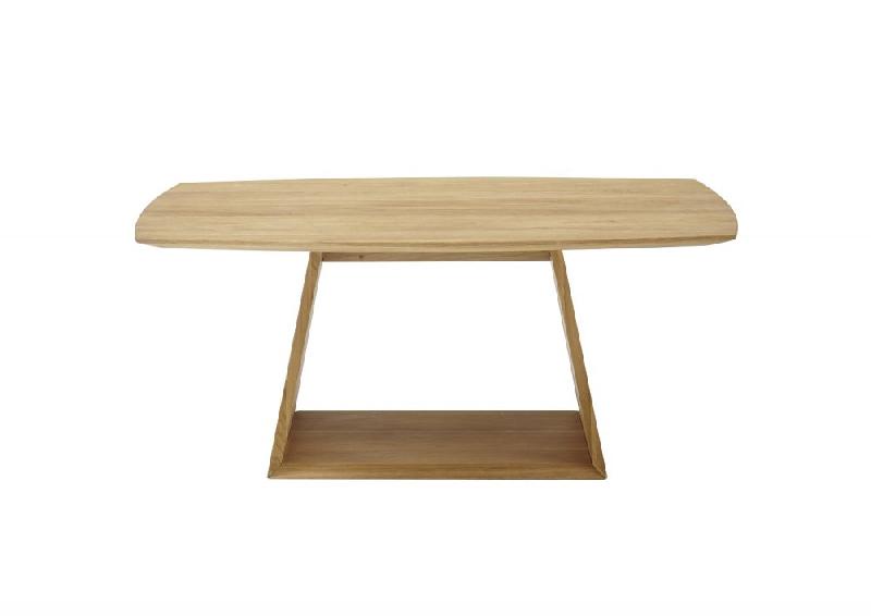 Table basse design Jacobstad - chêne sauvage massif huilé avec roulettes intégrées - 110x70 cm_2