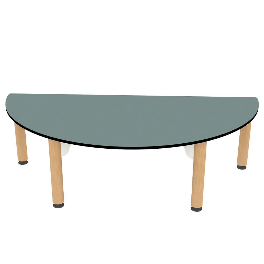Table demi-ronde pour enfant - Piètement hêtre massif - Plateau stratifié compact - Dimensions personnalisables_1