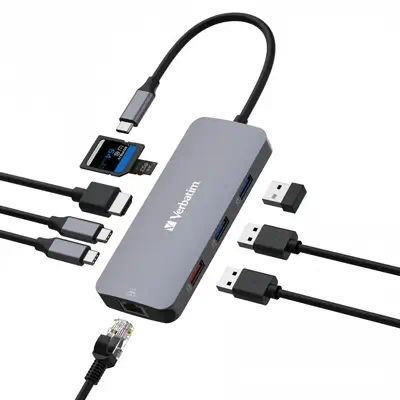 Verbatim CMH-09 USB Type-C 10000 Mbit/s Argent_2