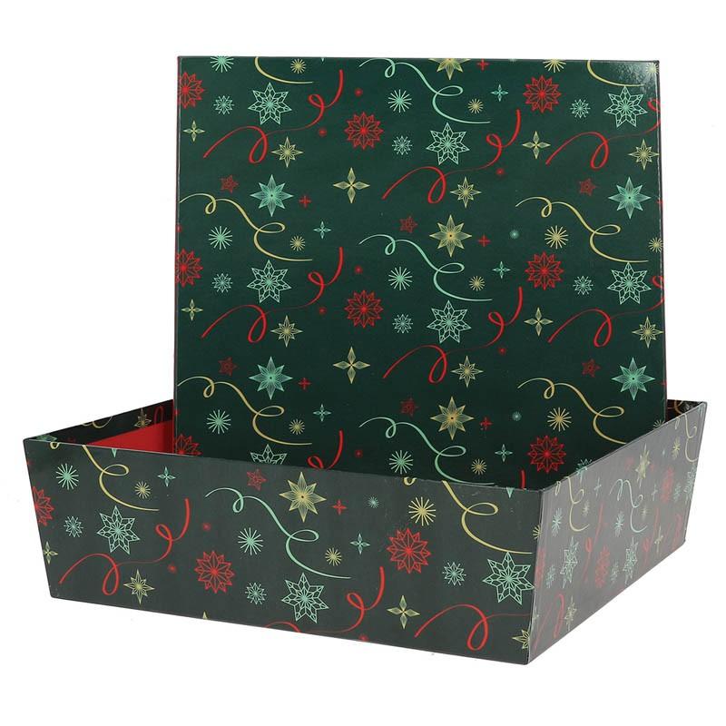 Boite carton carrée empilable Noel Vert 33x33 -_2