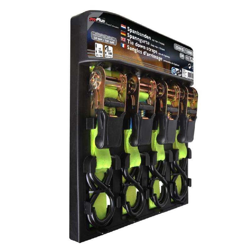 Proplus lot de 4 courroie d'attache avec cliquet + 2 crochets  5 m 404004_2