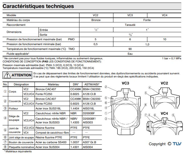 Purgeurs à flotteur - TLV - Pressions de fonctionnement 0,1 à 21 bar - Températures jusqu'à 150°C_2