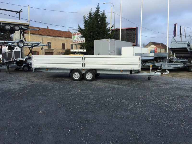 Remorque plateau Humbaur HT 256225 GR - 2 essieux - ridelles alu - roues dessous_2