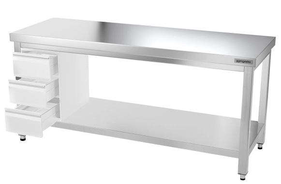 Tables Inox centrales Premium avec Etagère - P 600 mm | Ggm -_2