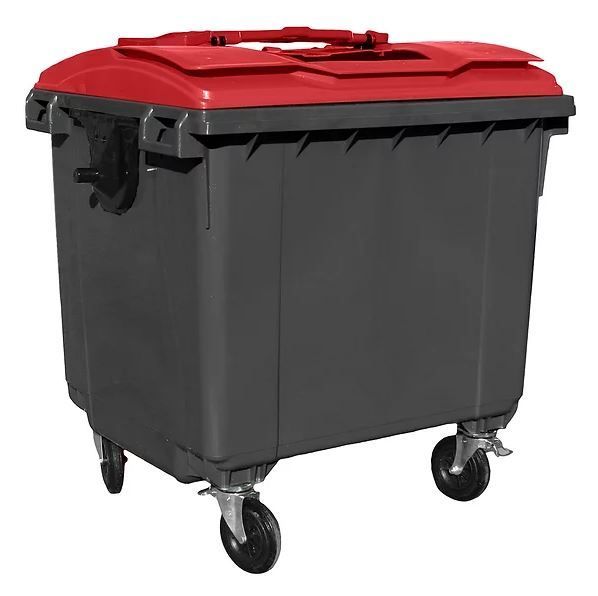 Bac de collecte roulant 4 roues avec couvercle plat - Capacité 660 L - Conforme à la norme EN 840_2