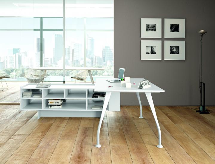 Bureau de direction modulable - piètement en métal à la forme dynamique - Gamme SEGNO - Ref : D234300_2