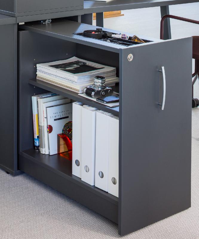 Caisson hauteur bureau maxi rangement - MDD - Anthracite, Non, Gauche_0