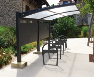 Abris vélo ouvert éco - structure en acier inoxydable ou thermolaqué - toiture en polycarbonate alvéolaire_2