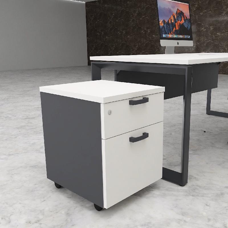 Caisson mobile avec tiroir pour dossiers suspendus - Mobel Linea - Blanc pastel, Gris anthracite_2