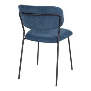 Chaise de repas ALICANTE en tissu bleu foncé - empilable et design scandinave avec piétement en métal noir_2