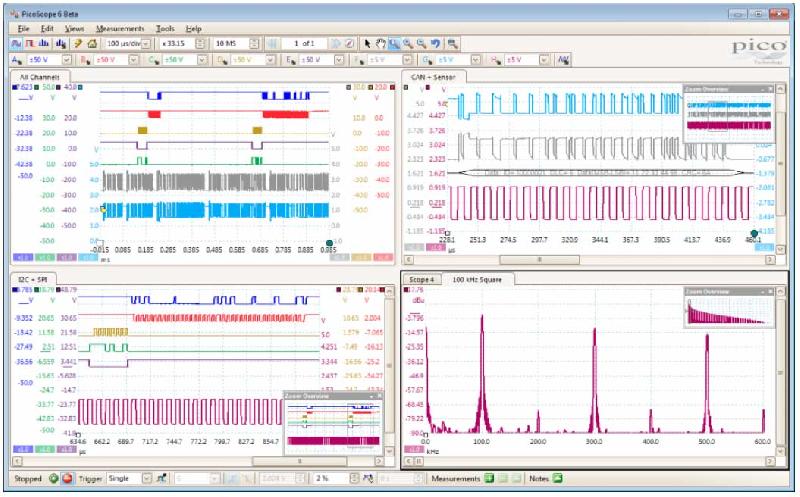 Oscilloscope USB PicoScope 6804E - 8 voies, 500 MHz, 8 bits, mémoire 2 Géch, générateur de formes 50 MHz_2