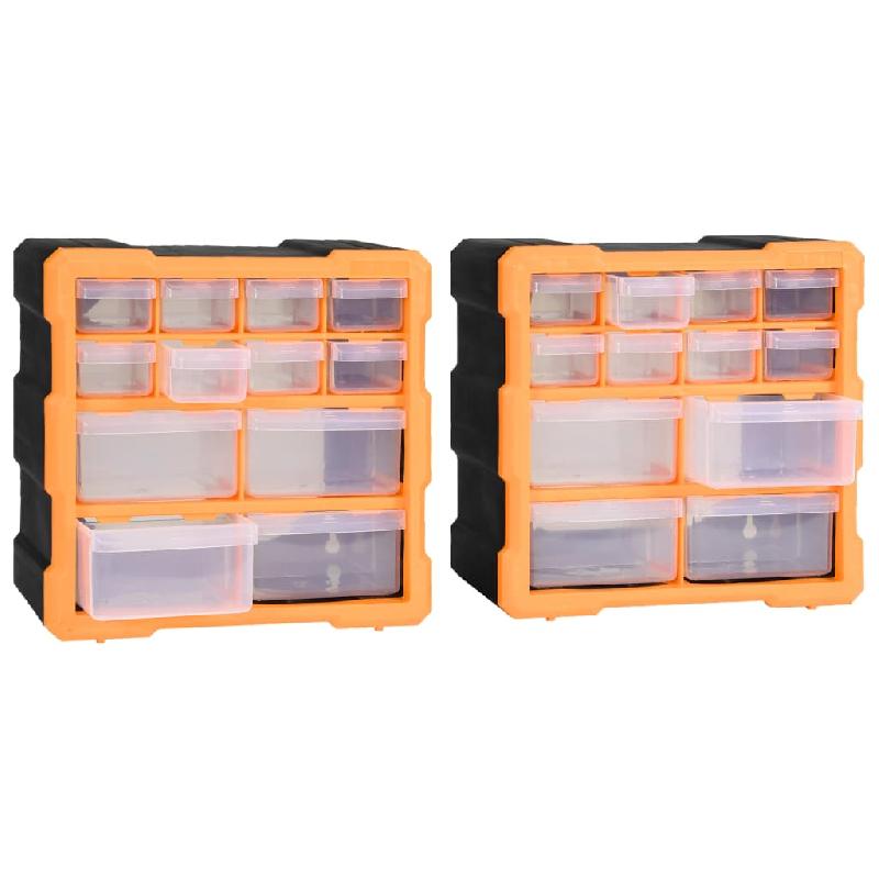 Vidaxl organisateurs multi-tiroirs avec 12 tiroirs 2 pcs 26,5x16x26 cm 147581_2