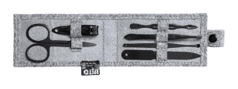 Set manucure 6 pièces - acier inoxydable - étui en feutre RPET - couleur gris - 55g_2