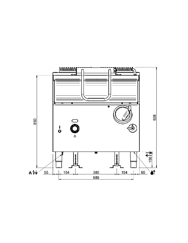 Sauteuse à gaz sur coffre - Cuve 80L - 20 Kw - Gamme DOMINA PRO 900 - Référence BRG98A_2