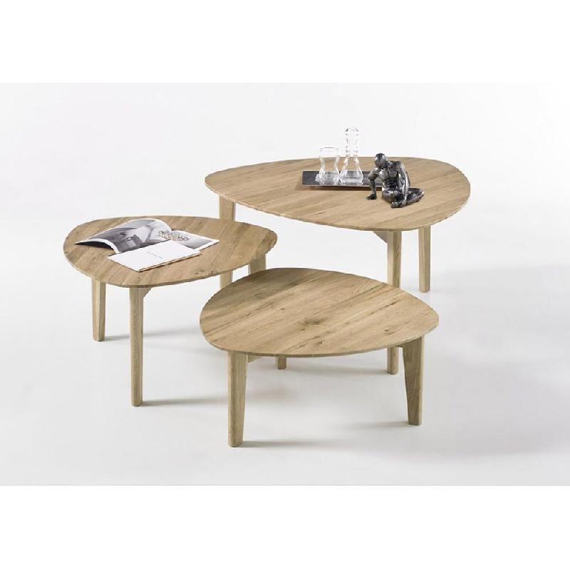 Set de 3 tables basses Colmar - chêne noueux massif - dimensions modulables_2