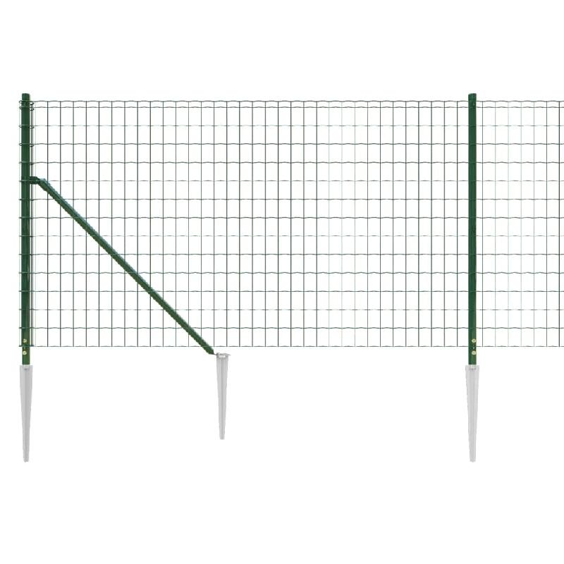 Vidaxl clôture en treillis métallique et piquet d'ancrage vert 1x25 m 154105_2