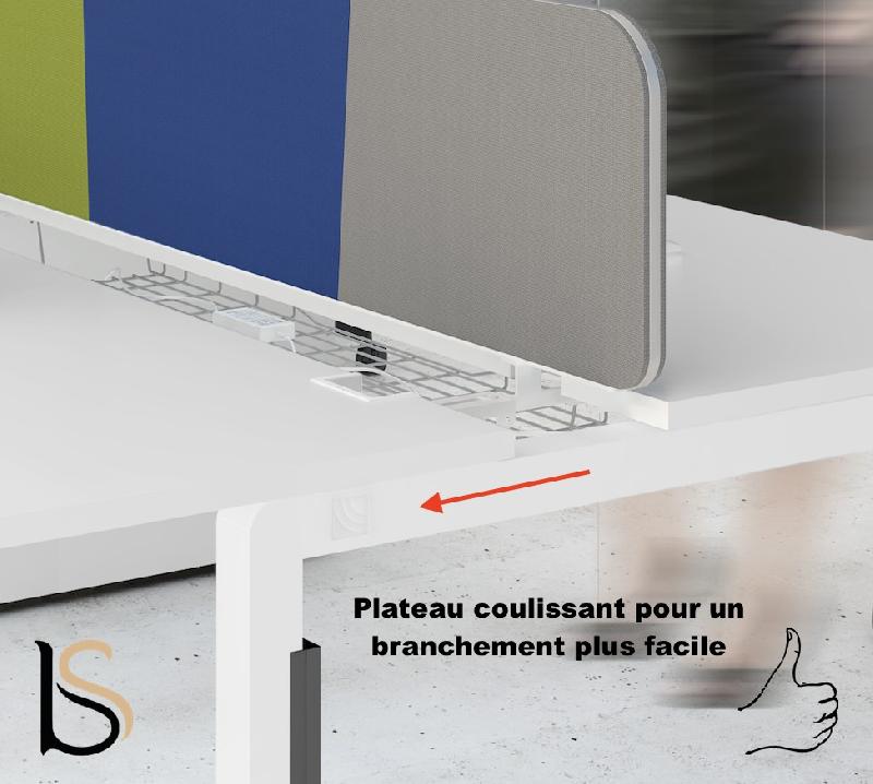 Bureau bench 2 personnes Yan Z- MDD - Blanc, 120, Alu_2