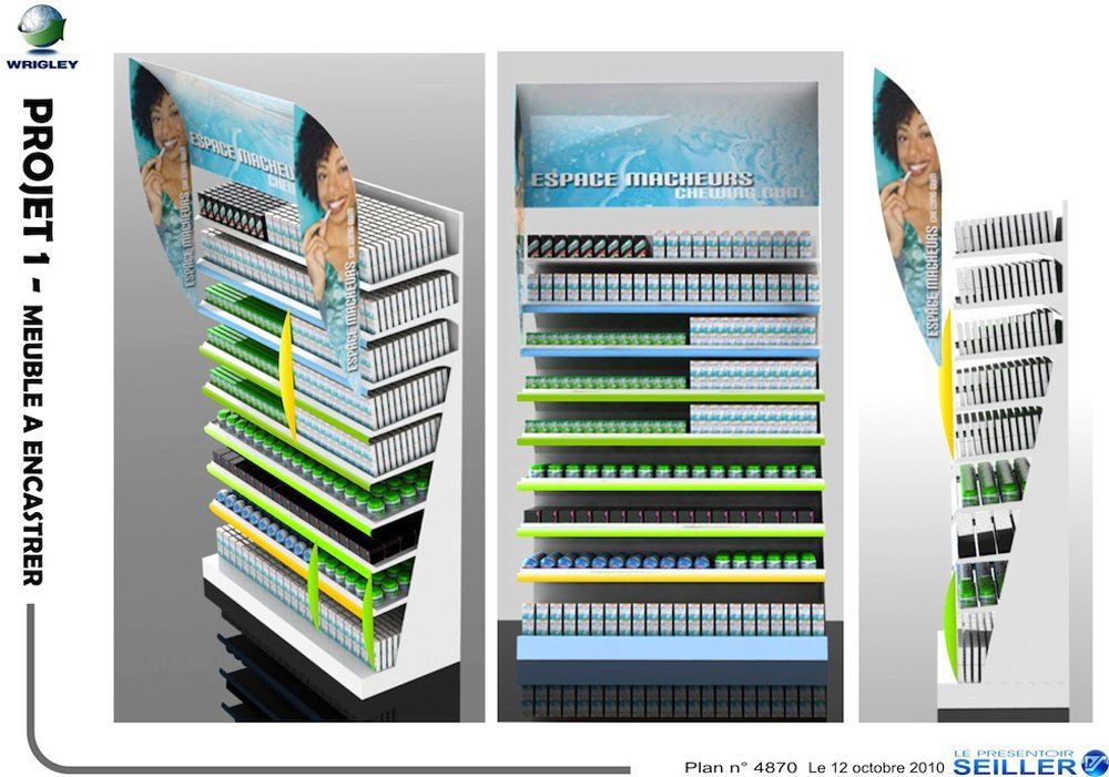 Fronton en métal - meuble présentoir PLV Seiller - support publicitaire stratégique_2