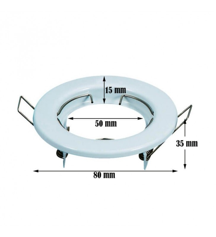Pack de 2 anneaux d'encastrement ronds fixes blancs - acier laqué pour LED GU10 - réf ANOFB_2